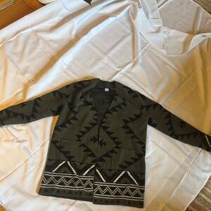 Frye Dark Green and Black Knit Cardigan